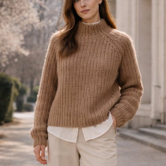 vince Sweaters - Vince Alpaca Mohair Mock Neck Sweater M Brown Marled NWT Winter Holiday
